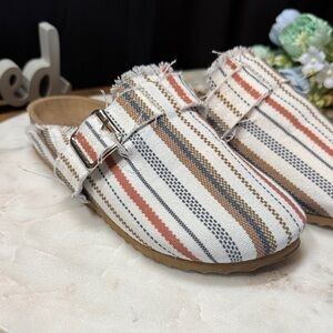 Striped Buckle Slip-On Shoes